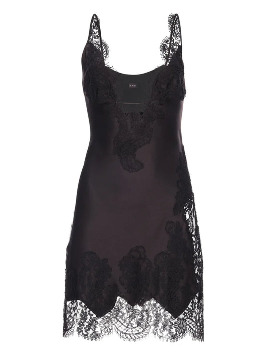 Il Volo Cara Lace Trimmed Slip Dress — Black — Size XS — Front View