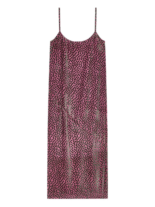 Dries Van Noten Polka Dot Pattern Midi Dress — Pink — Size S — Front View