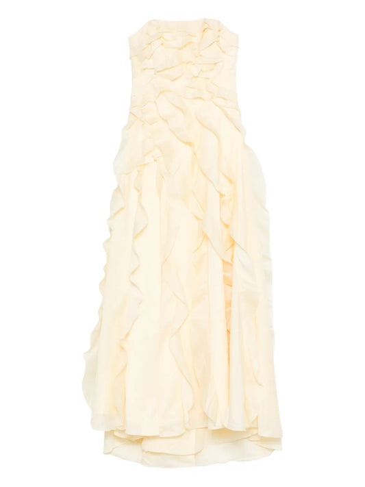 Aje Allairie Ruffled Gown — Red/ Yellow — Size XS — Front View