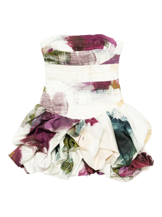 Aje Violette Bubble Hem Mini Dress — White — Size M — Front View