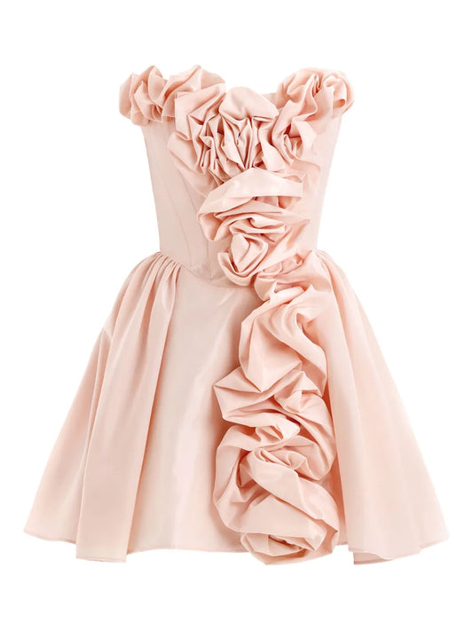 Post Meridiem Rose Corset Mini Dress — Red/ Pink — Size XS — Front View