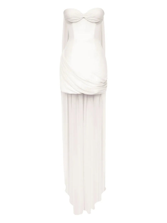 Post Meridiem Corset Draped Mini Dress — White — Size S — Front View