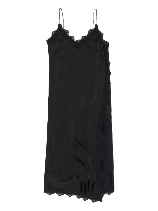 Bimba Y Lola Lace Trimmed Slip Midi Dress — Black/ Red — Size XS — Front View