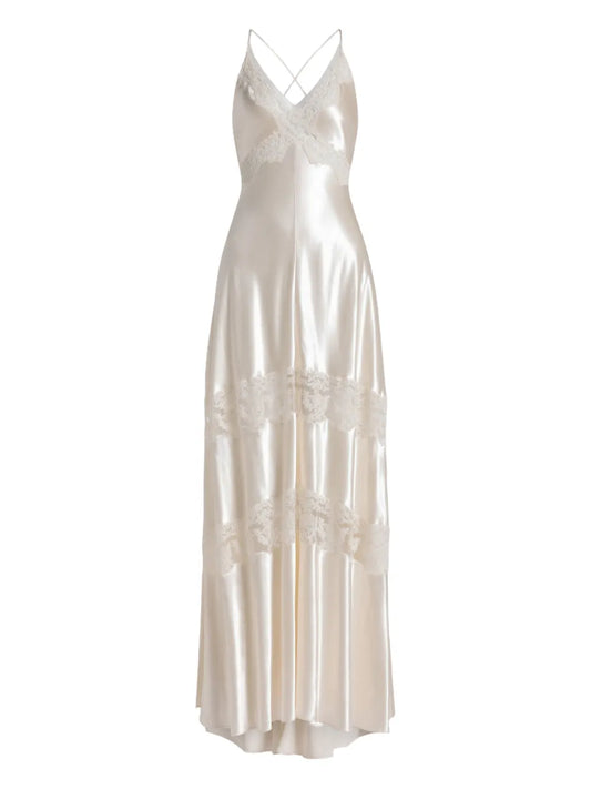 Alberta Ferretti Lace Panel Dress — White — Size XS — Front View