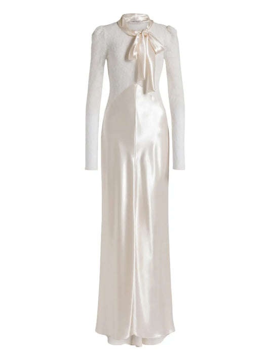 Alberta Ferretti Lace Maxi Dress — White — Size XS — Front View