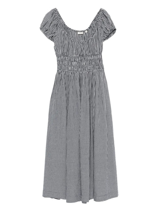 Doen Quinley Midi Dress — Blue/ Red — Size S — Front View