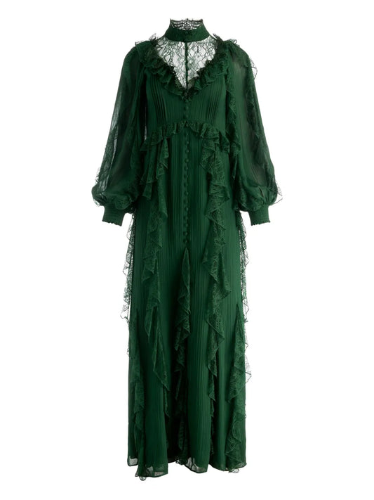 Alice Olivia Elea Maxi Dress — Green — Size XS — Front View