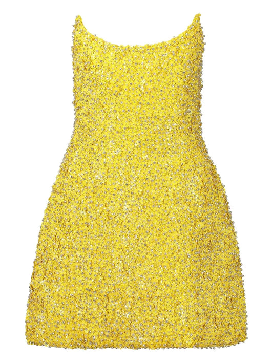 Rachel Gilbert Filius Dress — Red/ Yellow — Size XS — Front View