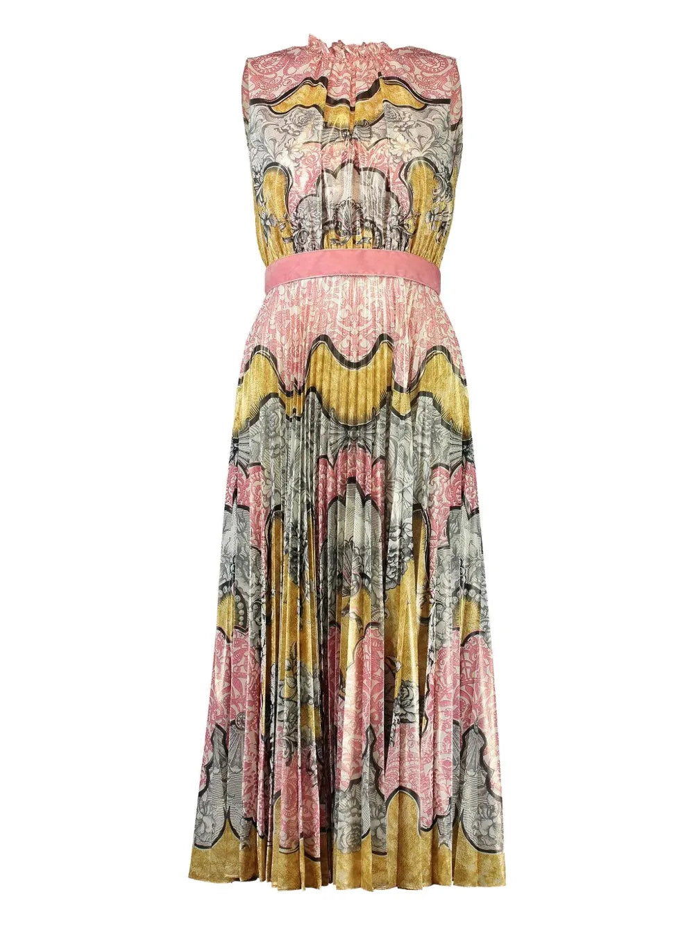 Mary Katrantzou Hollie Dress — Grey/ Pink/ Yellow — Size XS — Front View