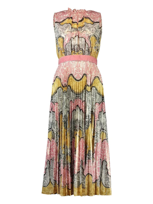 Mary Katrantzou Hollie Dress — Grey/ Pink/ Yellow — Size XS — Front View