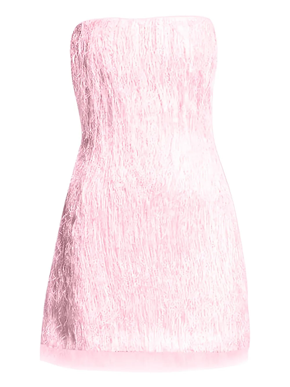 Rachel Gilbert Fringe Strapless Mini Dress — Pink — Size XXL — Front View