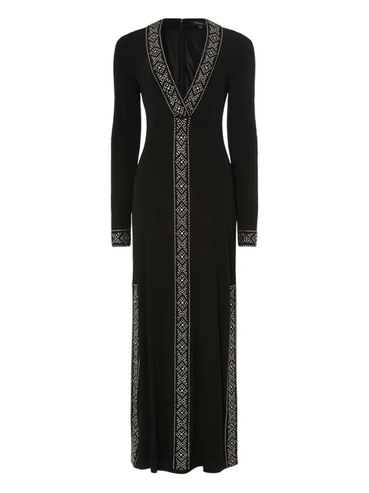Temperley London Gallantry V Neck Dress — Black — Size S — Front View