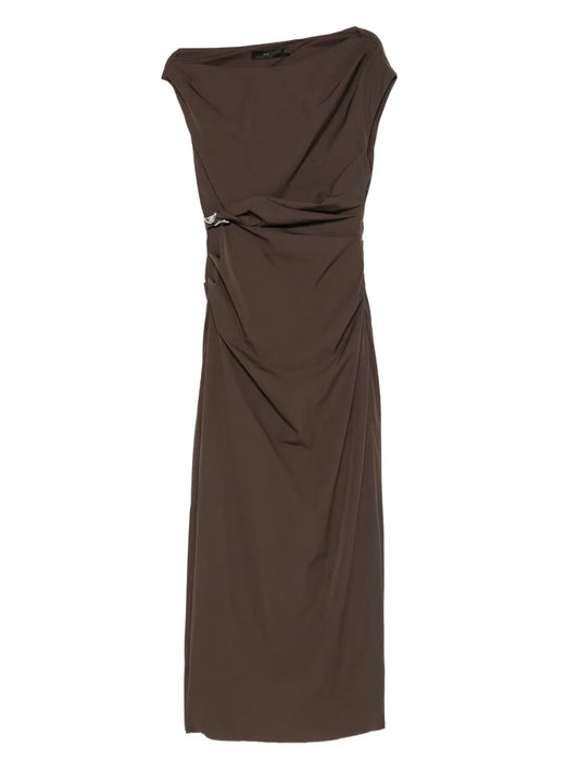 Sir Sol Off Shoulder Maxi Dress — Brown — Size S — Front View