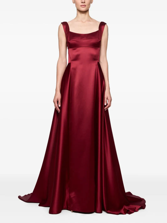 Atu Body Couture Square Neck A Line Dress — Red — Size XS — Front View