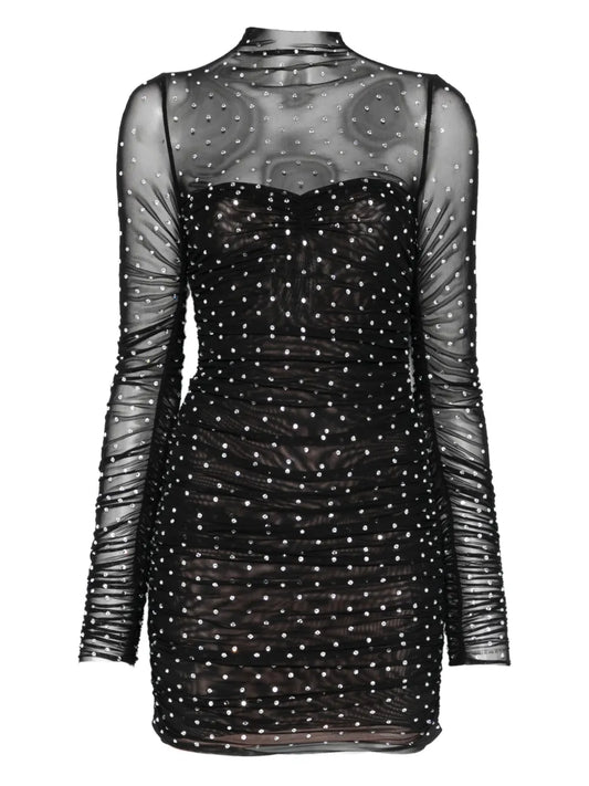 Retrofete Cossette Embellished Mini Dress — Black — Size XS — Front View