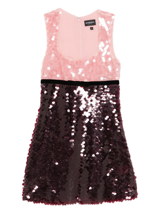 Retrofete Amethyst Sequin Mini Dress — Pink — Size XS — Front View