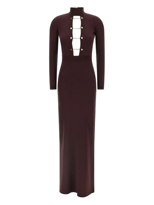 Elisabetta Franchi Chain Embellished High Neck Dress — Same as shown — Size XS — Front View