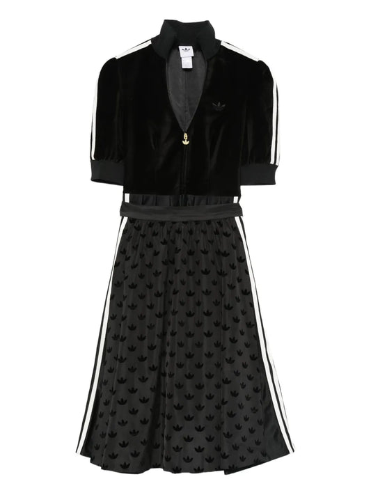Adidas V Neck Midi Dress — Black — Size XS — Front View