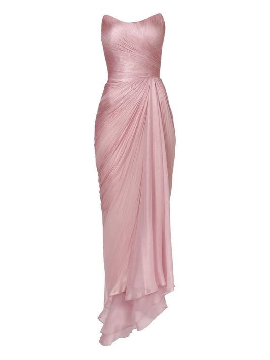 Iris Serban Draped Strapless Dress — Pink — Size XS — Front View