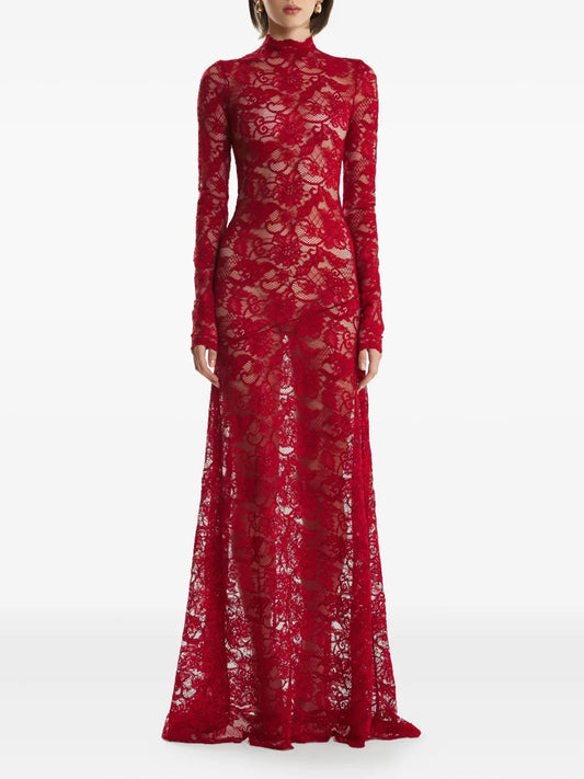 2310 Studio High Neck Maxi Dress — Red — Size XS — Front View