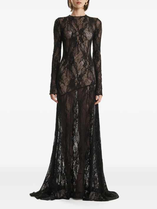 2310 Studio Sequin Embellished Maxi Dress — Black — Size XL — Front View