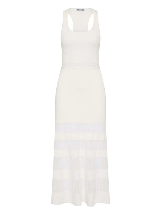 Rebecca Vallance Reign Ribbed Midi Dress — Ivory — Size XS — Front View