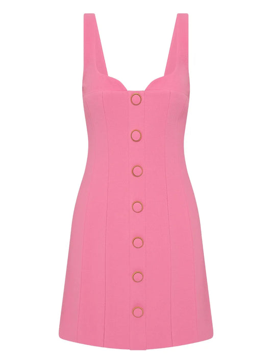 Rebecca Vallance Muriel Buttoned Mini Dress — Pink — Size XS — Front View