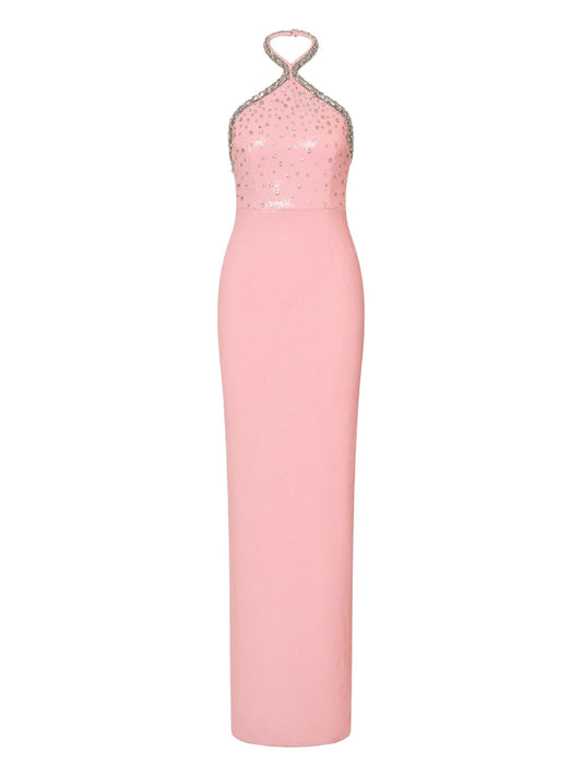 Rebecca Vallance Lydia Embellished Maxi Dress — Pink — Size XS — Front View