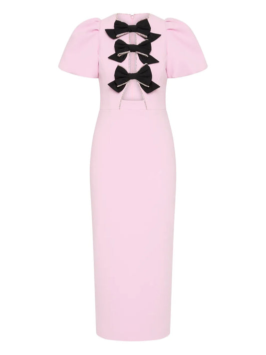 Rebecca Vallance Nemy Midi Dress — Pink — Size S — Front View