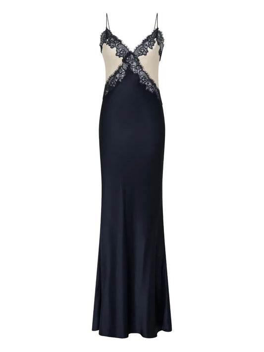 Rebecca Vallance Aumoe Lace Maxi Dress — Navy — Size S — Front View