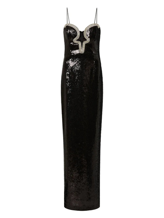 Rebecca Vallance Lyra Sequin Embellished Dress — Black — Size XS — Front View