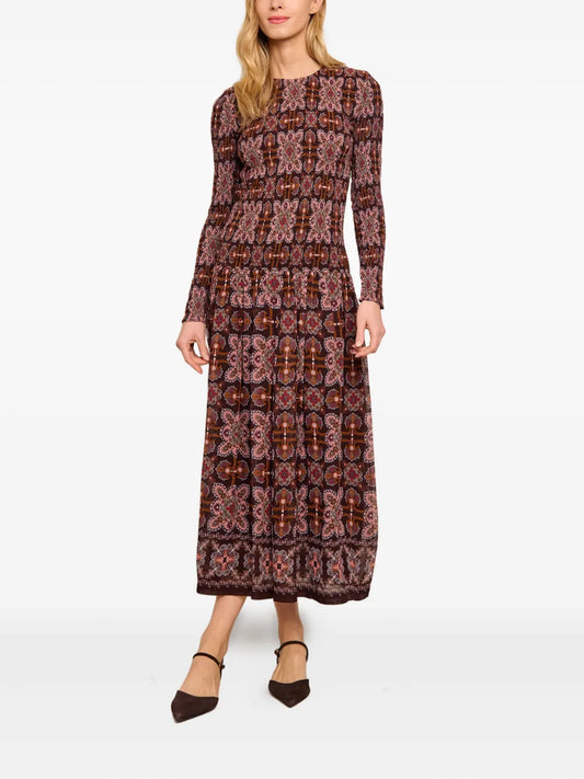Cara Cara Blossom Floral Print Long Sleeve Dress — Red — Size XXS — Front View