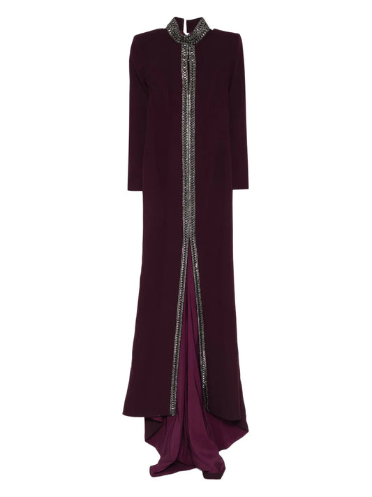 Jean Louis Sabaji Crystal Embellished Mermaid Gown — Red — Size XS — Front View