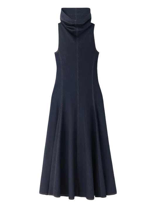Jacquemus The Triangle De Nimes Denim Dress — Blue/ Navy/ Red — Size XS — Front View