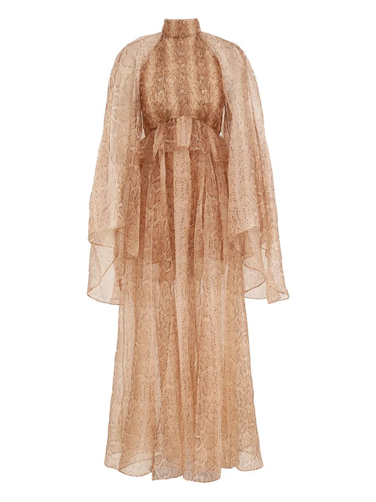 Zimmermann Snake Print Maxi Dress — Beige — Size XS — Front View