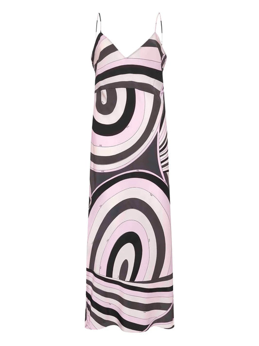 Pucci Wave Print Slip Dress — Pink — Size XS — Front View