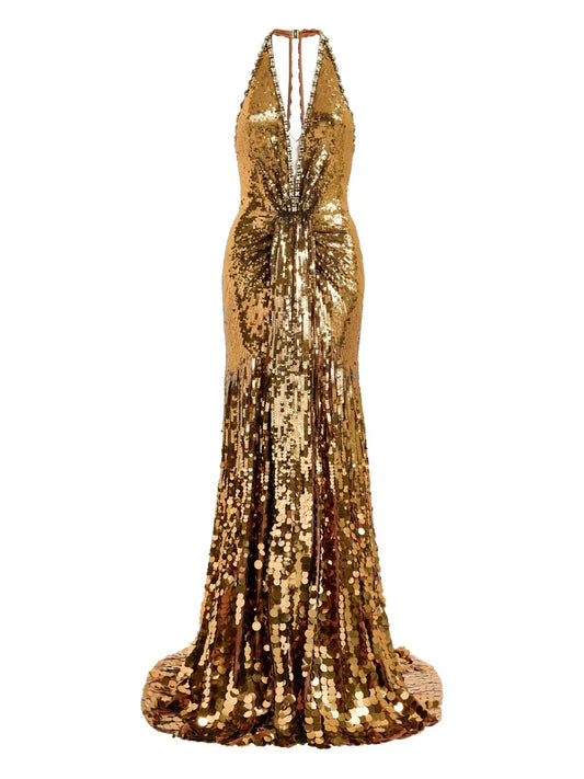Jenny Packham Lisette Sequin Embellished Maxi Dress — Same as shown — Size XS — Front View