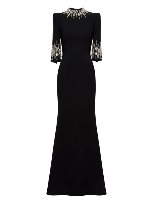 Jenny Packham Llana Maxi Dress — Black — Size XS — Front View