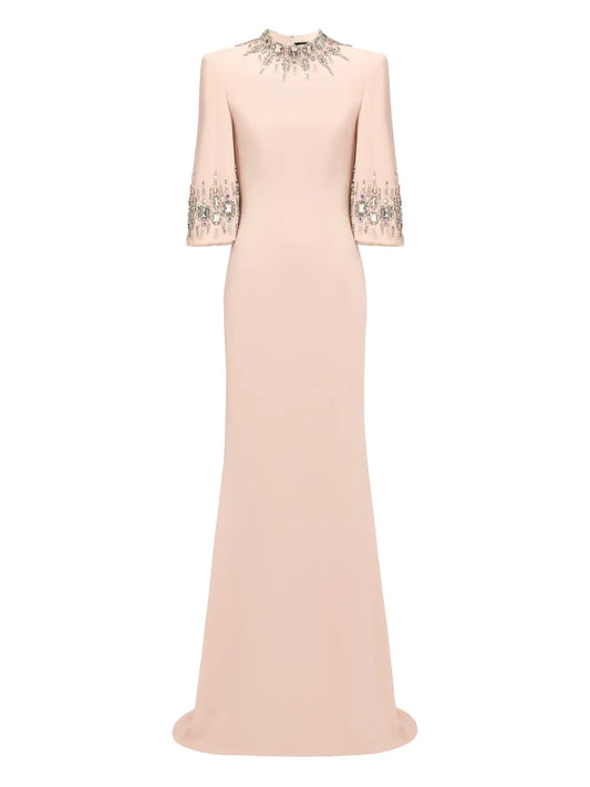 Jenny Packham Llana Embellished Maxi Dress — Pink — Size S — Front View