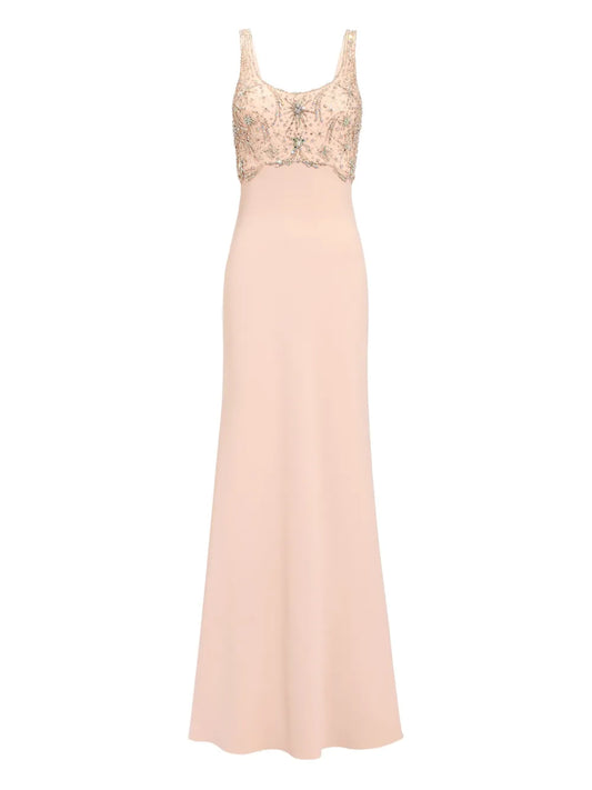 Jenny Packham Reverie Maxi Dress — Beige — Size XS — Front View