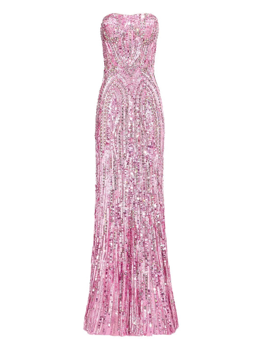 Jenny Packham Sequin Embellished Strapless Euphoria Dress — Same as shown — Size XS — Front View