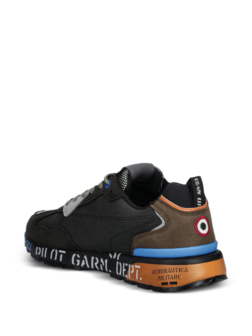 Aeronautica Militare Lettering-Print Sneakers — Black / Brown — Size US M 5.5 - US W 7 — Back View