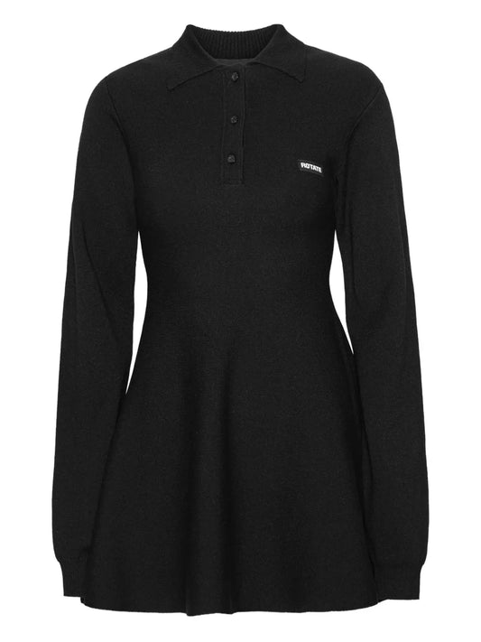 Rotate Birger Christensen Polo Collar Mini Dress — Black — Size XS — Front View