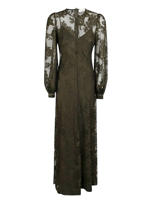 Zimmermann Memento Maxi Dress — Green/ Olive — Size XS — Front View