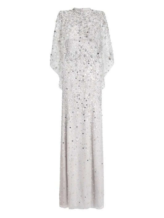 Jenny Packham Gracie Bead Embellished Maxi Dress — White — Size XS — Front View