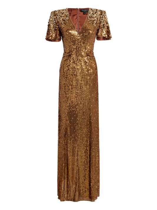 Jenny Packham Manon Sequin Embellished Dress — Same as shown — Size XS — Front View