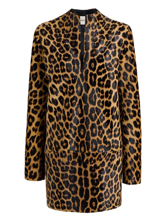Khaite Leopard Print Mini Dress — Brown — Size S — Front View