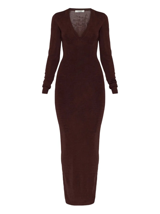 Entire Studios V Neck Long Sleeve Midi Dress — Same as shown — Size S — Front View
