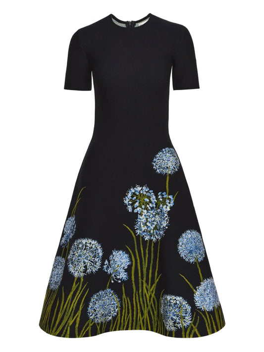 Oscar De La Renta Allium Jacquard Midi Dress — Same as shown — Size XS — Front View