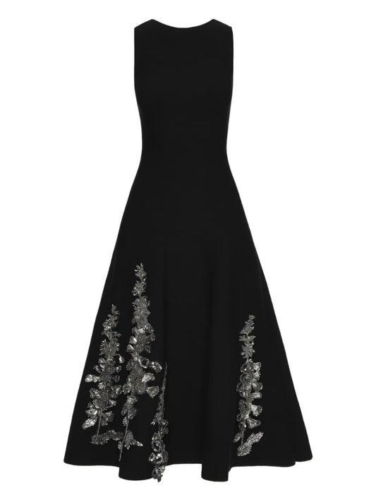 Oscar De La Renta Foxglove Sequin Embellished Dress — Black/ Red — Size XS — Front View
